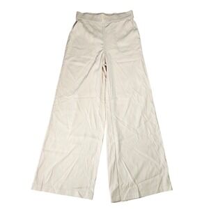 Maxstudio Cream High Waisted Wide Leg Trousers Pull On Elastic Waist Women's S